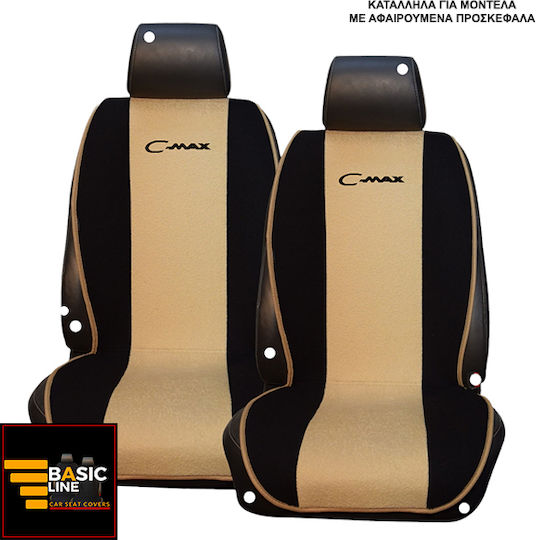 Set Autositzlehnen 2Stück Handtuch Beige / Schwarz