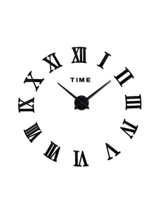 Factory 3D Wall Clock Sticker Metallic Black Ø40cm