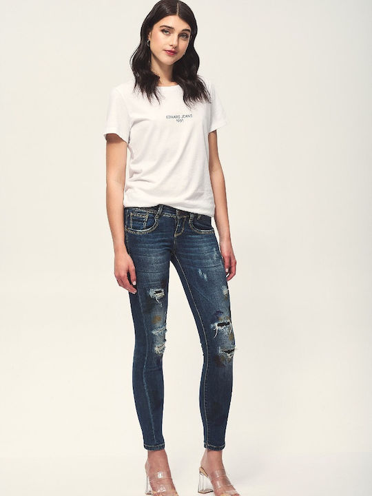 Edward Jeans Γυναικείο Jean Παντελόνι με Σκισίματα