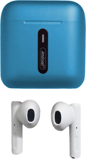 Andowl BQS8 Earbud Bluetooth Handsfree Ακουστικά με Θήκη Φόρτισης Μπλε