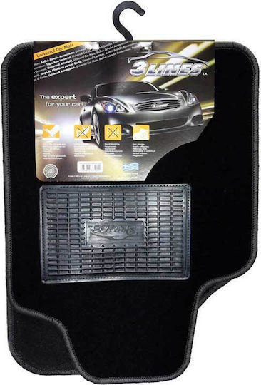 3Lines Set of Front and Rear Mats Universal 4pcs Gray
