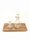 Glass / Wooden Beige Koumbaros Set 3 Pieces