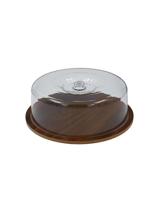 Brown Wooden Cake Stand with Lid 29x29x10cm