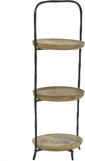 Inart Lemn Platou pentru desert 3 niveluri Bej Ø22xY60cm 1buc