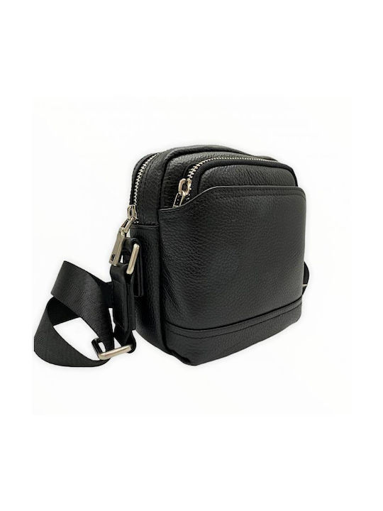 Savil Leder Herrentasche Schulter / Crossbody Schwarz