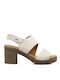 Igi&Co Platform Leather Women's Sandals Beige with Chunky Medium Heel