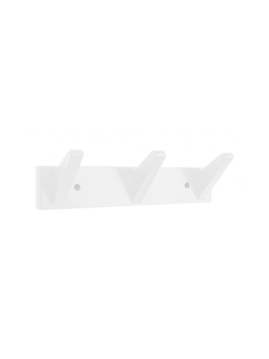Bizzotto Wall Hanger Daiki Wooden 3 Hooks White 31x9cm