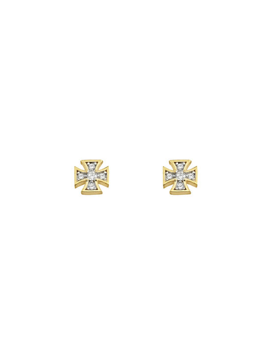 Cross earrings made of Yellow Gold K14