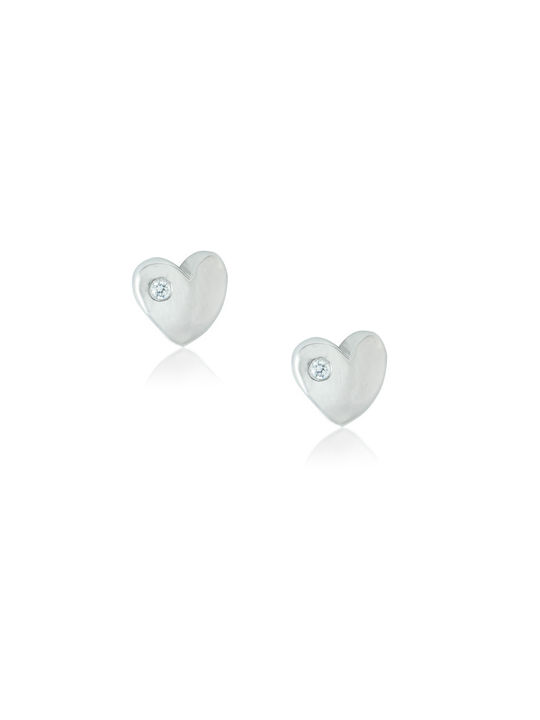 14K White Gold earrings with hearts