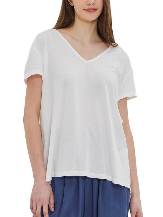 Namaste Damen T-Shirt mit V-Ausschnitt Weiß