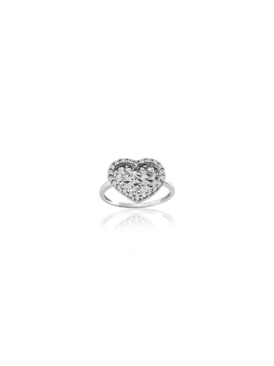 Heart Ring in White Gold 14K