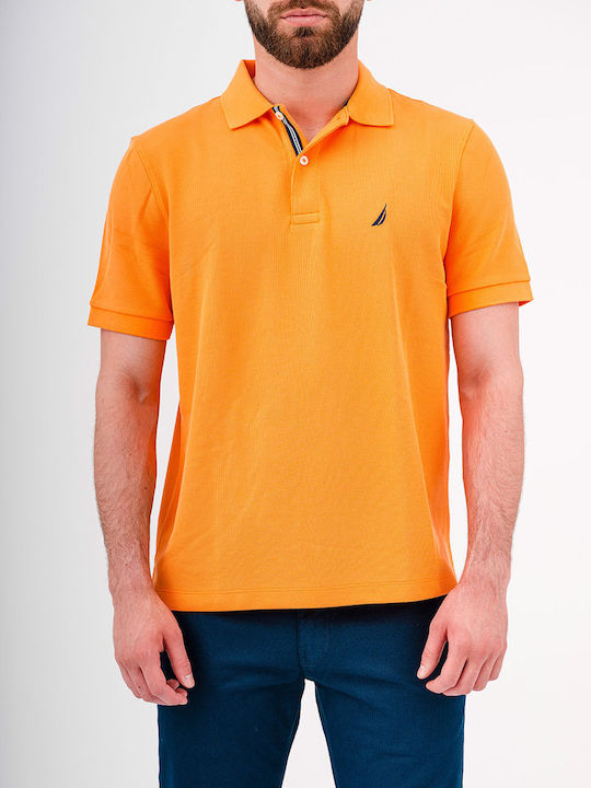 Nautica Men's Short Sleeve Blouse Polo Orange