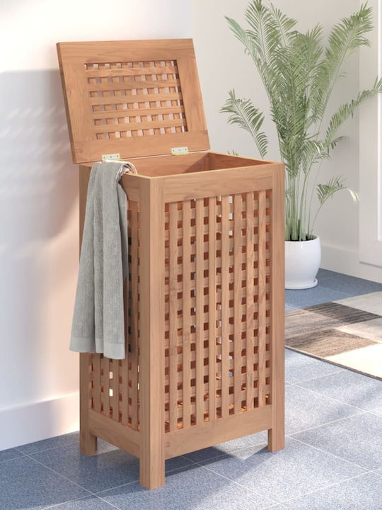 vidaXL Wooden Laundry Basket with Lid 35x25x60cm Brown