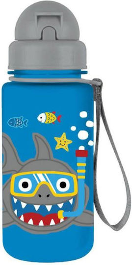 Must Team Детска Бутилка За Вода Динозаври Пластмаса със Сламка Shark 350ml