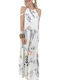 Summer Maxi Dress with Ruffles White