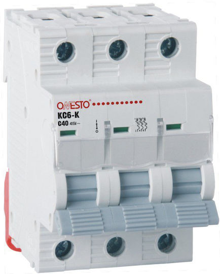 Redled Automatic Circuit Breaker 25A Triple-pole AC 27405