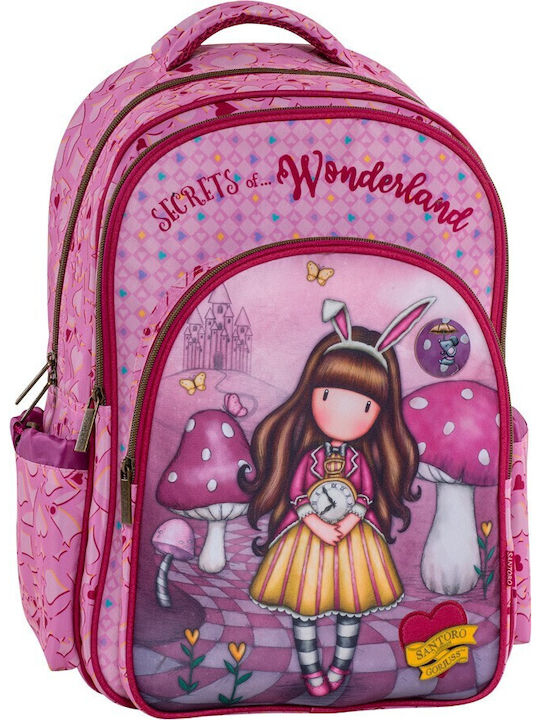 Graffiti Gorjuss School Bag Backpack Elementary, Elementary in Pink color