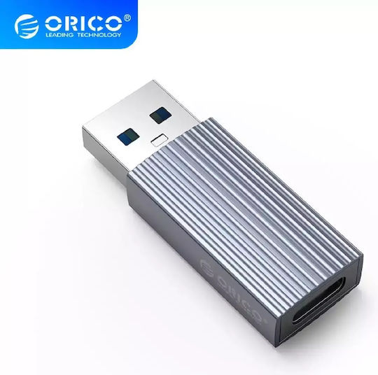 Orico Μετατροπέας USB-A male σε USB-C female Γκρι 1τμχ AH-AC10-GY-BP