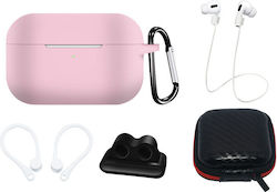 Hurtel Silicone Case Set Holder with Keychain Pink for Apple AirPods Pro 2