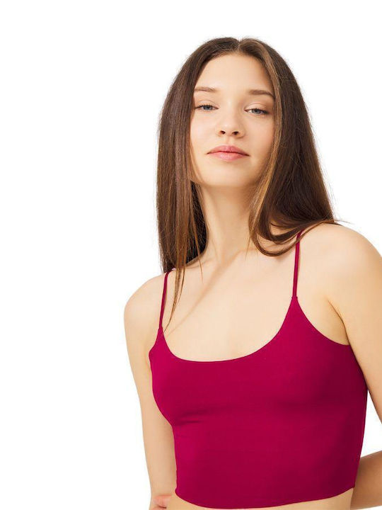 Christina Women's Summer Crop Top with Straps Burgundy