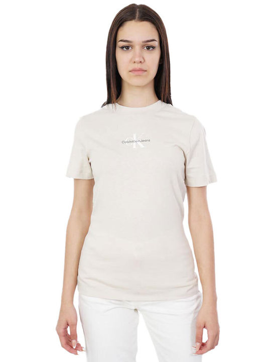 Calvin Klein Monologo Damen Sportlich T-shirt Beige