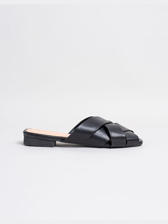 InShoes Flat Mules σε Μαύρο Χρώμα