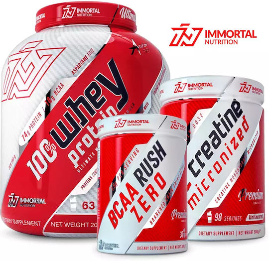 Immortal Nutrition 100% Whey Protein 100% Iso Whey Zero 2000gr Mango Yogurt, BCAA Rush Zero 300gr Pineapple & Epic Creatine 500gr Unflavoured