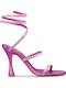 Leder Sandalen mit Strass Fuchsie