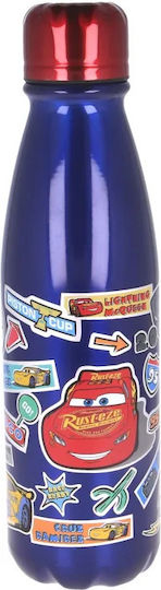 Gim Cars Kids Water Bottle Disney Cars Aluminium with Screw Cap Non Spill Blue 600ml