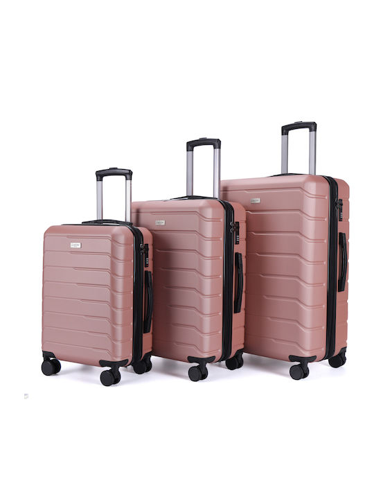 Lavor Hard Pink Suitcases Max Height 75cm With 4 Wheels Set 3pcs