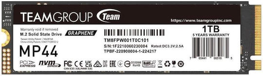 TeamGroup MP44 Graphene SSD 1TB M.2 (тип 2280) с PCI Express 4.0 Съвместим с PlayStation 5 TM8FPW001T0C101