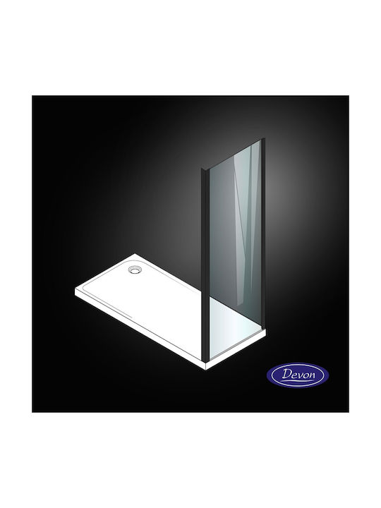 Devon Flow Side Panel Σταθερό Πλαϊνό Ντουζιέρας 69-72x195cm Clean Glass Black Matt