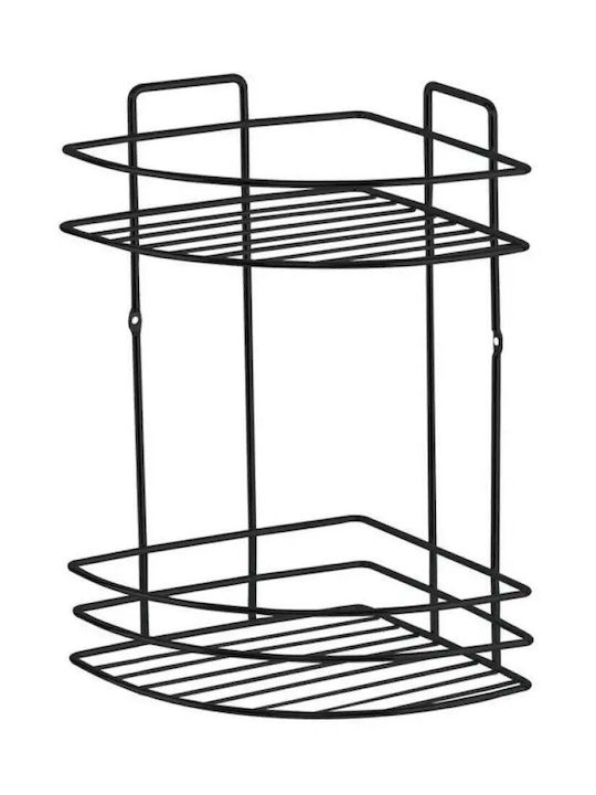Metalife Corner Wall Mounted Bathroom Shelf Metallic with 2 Shelves 18x18x30cm Black