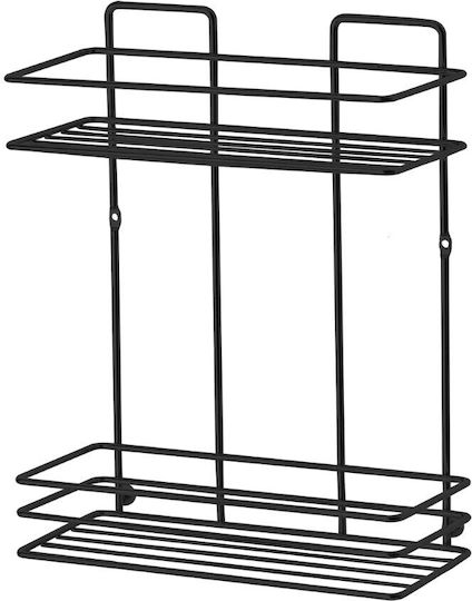 Metalife Стенен Рафт за баня Метален с 2 рафта 24x11x30см Черна