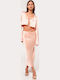 Gwyneth Set mit Satin,σατεν Midi Rock Rosa