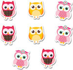 Owls stickers 5cm / 8pcs