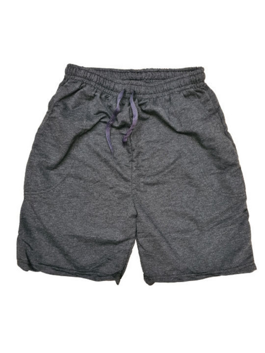 Pantaloni scurți din material cu 2 buzunare și talie cu șnur în culoare solidă cărbune-grafit