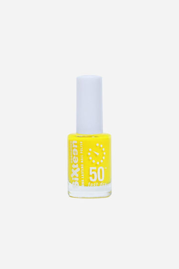 Sixteen Cosmetics Long Lasting 50'' Glossy Βερνίκι Νυχιών Quick Dry Κίτρινο 487 11ml