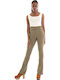 Women's High-waisted Fabric Trousers Flared with Elastic