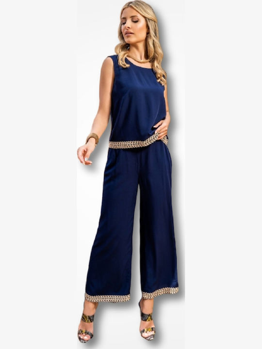 Derpouli Women's Fabric Trousers with Elastic N...