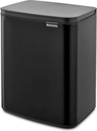 Brabantia Bo Small Plastic Waste Bin with Oscillating Lid Black 12lt
