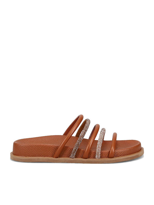 Migato Flache Sandalen für Damen in Tabac Braun...