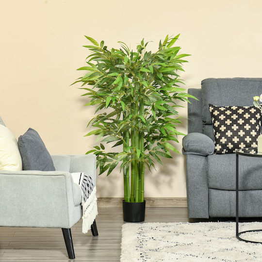 Künstliche Pflanze im Topf Bamboo Grün 140cm HomCom
