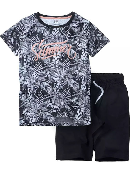 Kinder-Set mit Shorts Sommer 2Stück Schwarz
