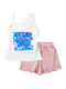 New College Kids Set with Shorts Summer 2pcs White