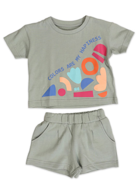 New College Kids Set with Shorts Summer 2pcs Khaki