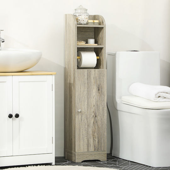 Kleankin Floor Bathroom Column Cabinet L23xD18xH100cm Gray