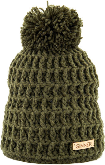 Nordic II Pom Pom Beanie Unisex Σκούφος Πλεκτός σε Πράσινο χρώμα