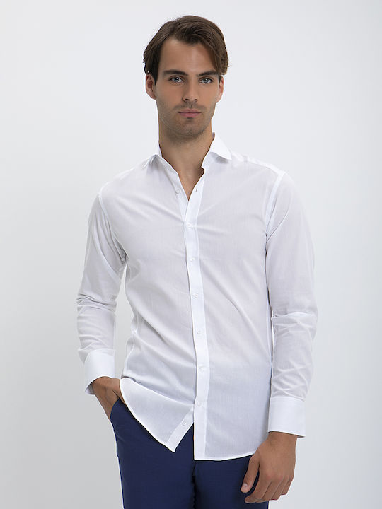 White Slim Fit Solid Color Shirt by Donini