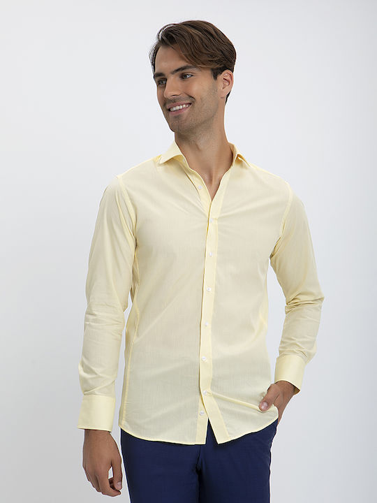 Solid Color Slim Fit Donini Shirt Yellow Light